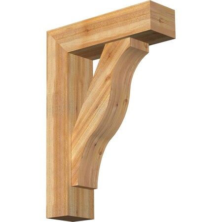 Ekena Millwork Funston Block Rough Sawn Bracket w/ Offset Brace, Western Red Cedar, 8"W x 28"D x 40"H BKT0806X28X40FST05RWR